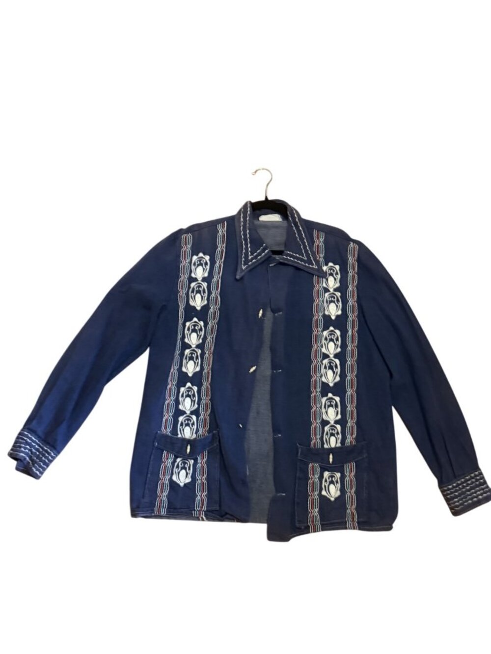 Nike Size Large (L) Navy Blue Embroidered Long Sleeve Shirt